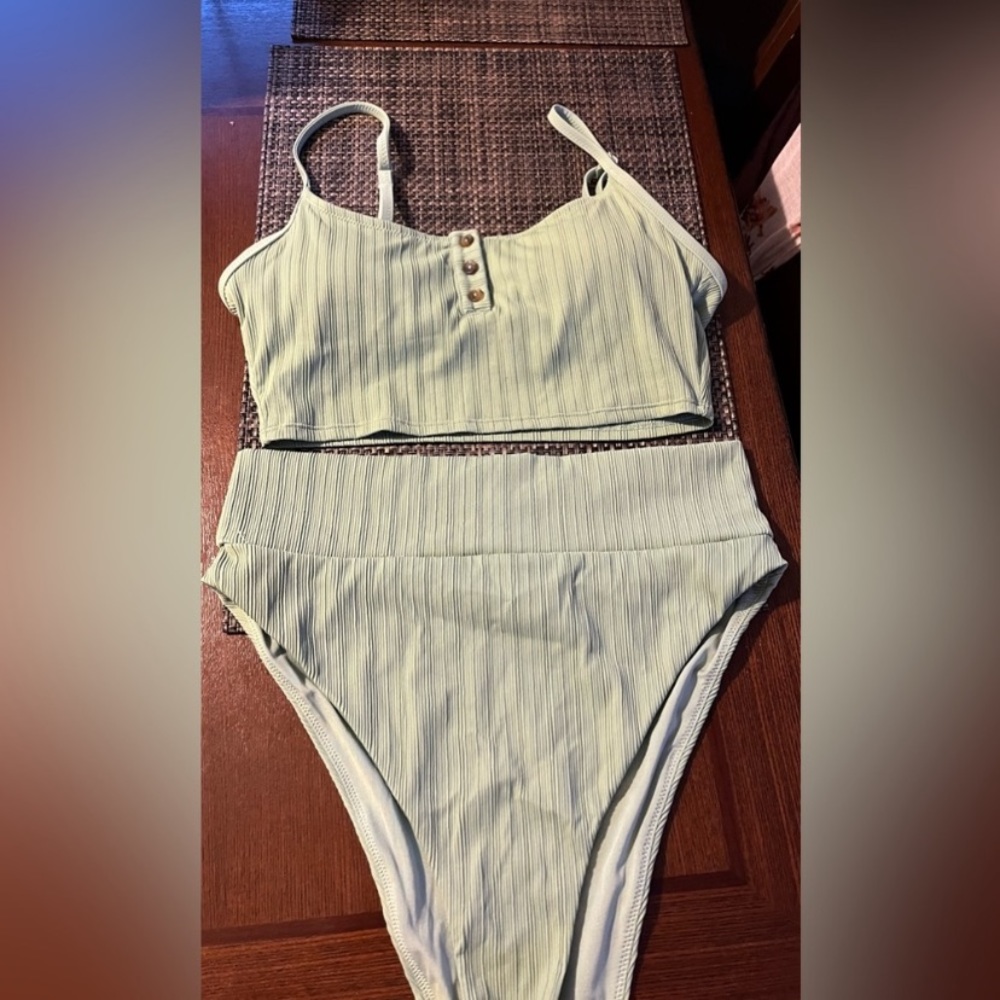 Aerie ribbed bikini longline high waist size S/L